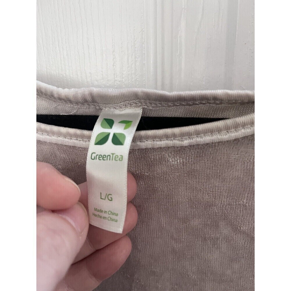 Greens tea Womens Crushed Velvet Taupe Large - Picture 3 of 7